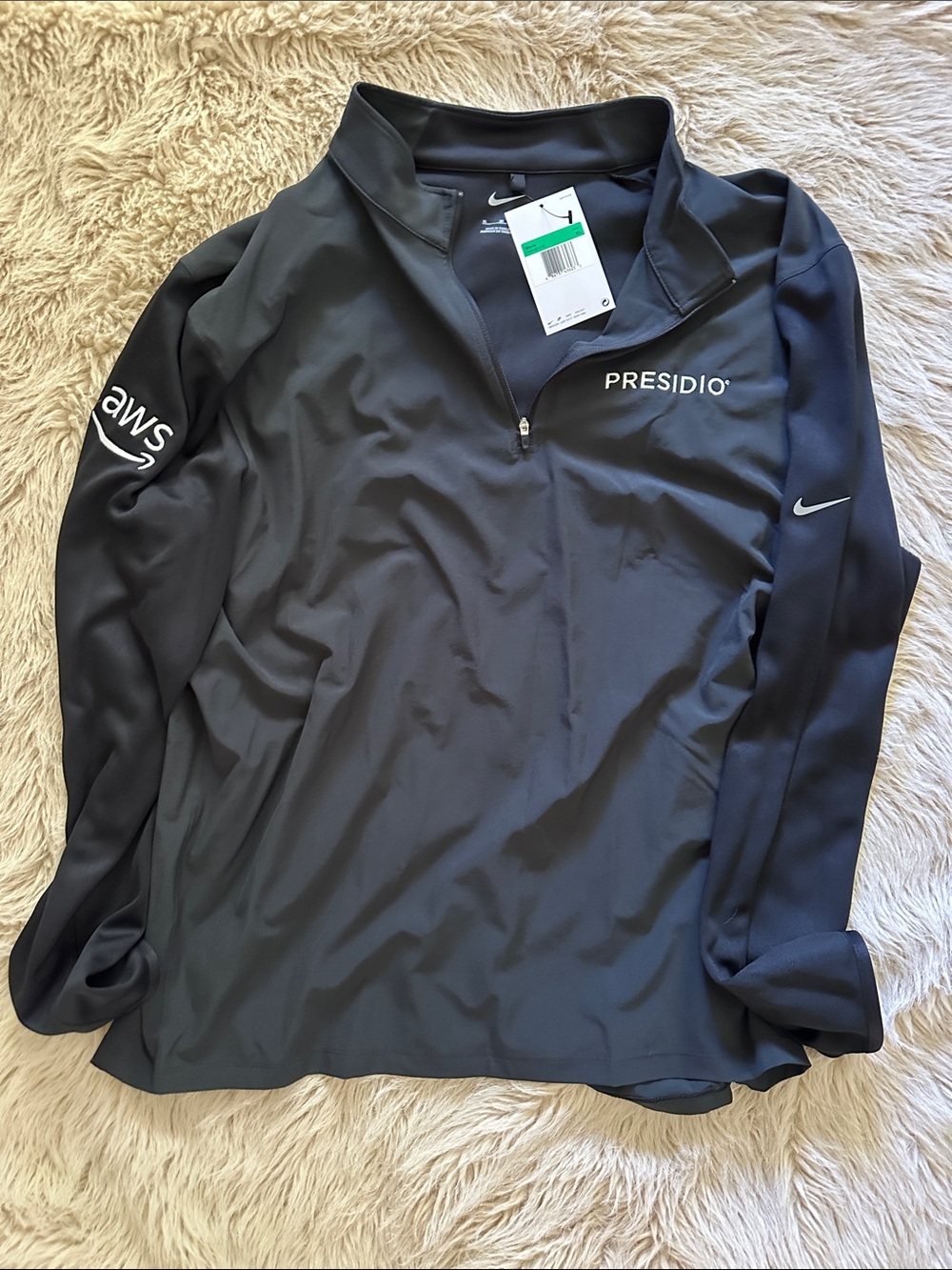 Nike Men's Dark Gray Presidio (cloud solutions) Quarter-Zip Pullover AWS